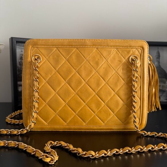 Authentic Chanel Quilted Leather Shoulder Bag – Mustard Yellow - Picture 1 of 16